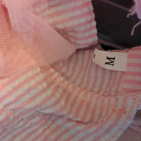 ❤️ Striped Pink White Dog Dress Med NEW - Picture 7 of 8